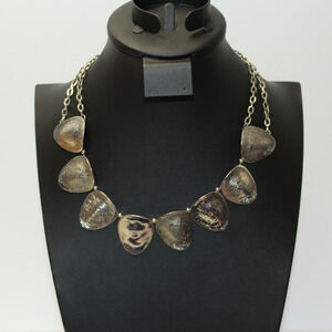 Charming Charlie Silver Tone Multi Textured Bib Statement Necklace